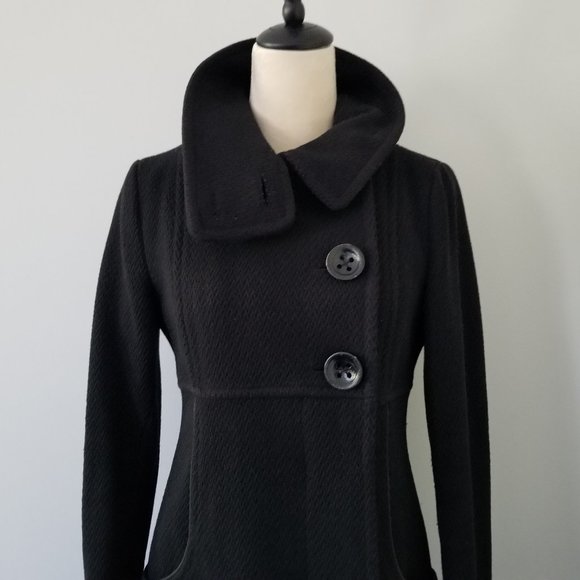 Soia & Kyo Wool Coat with Asymmetrical Collar Black Size Small